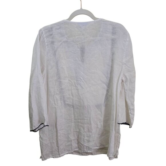 J. Jill Love Linen 100% Linen Embroidered White Tunic Top Size Lp - Picture 3 of 11